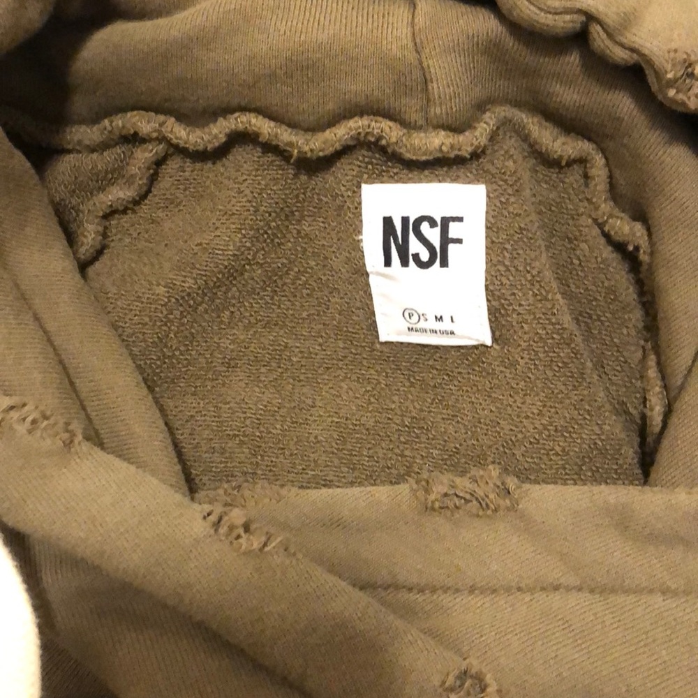NSF sweatshirt olive worn once distressed style P